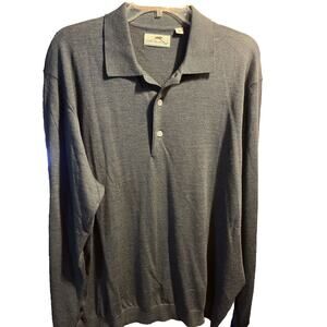 Alister McKenzie Men's Large Green Long Sleeve 1/4 Button Merino Wool Sweater